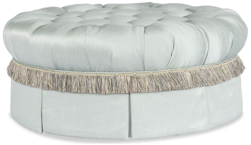 Luxury Leather & Upholstered Furniture Fringed and Tufted Ottoman