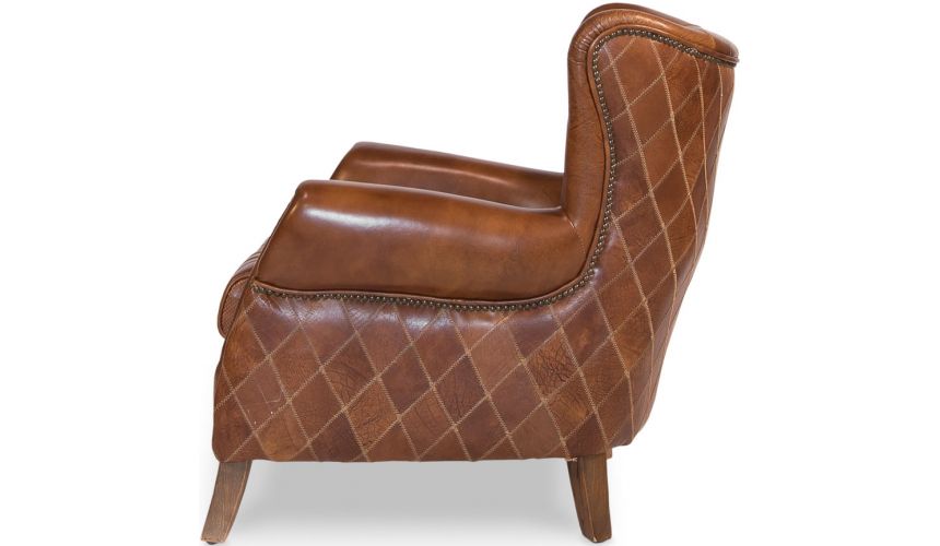 Luxury Leather & Upholstered Furniture Brown Leather Arm Chair 445