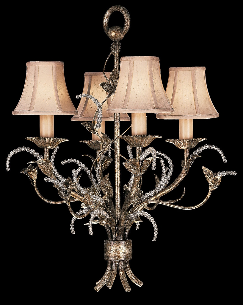 Lighting Chandelier in cool moonlit patina with moon dusted tendrils