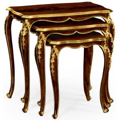 TABLES - SIDE, LAMP & BEDSIDE Nesting tables with gilt carved detailling