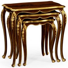 TABLES - SIDE, LAMP & BEDSIDE Nesting tables with gilt carved detailling 2