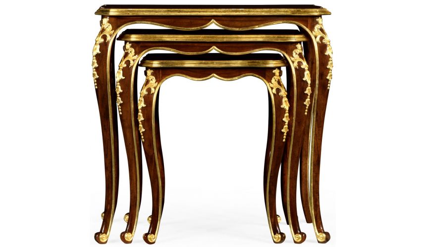 TABLES - SIDE, LAMP & BEDSIDE Nesting tables with gilt carved detailling