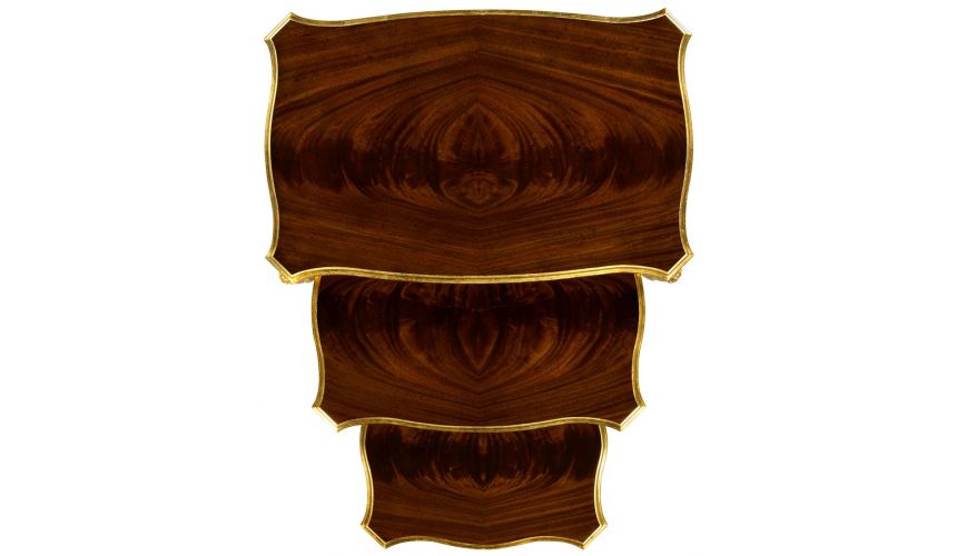 TABLES - SIDE, LAMP & BEDSIDE Nesting tables with gilt carved detailling