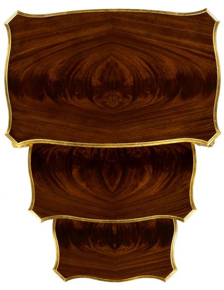 TABLES - SIDE, LAMP & BEDSIDE Nesting tables with gilt carved detailling