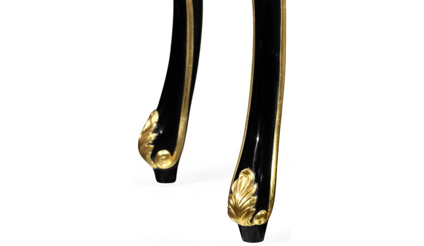 Console & Sofa Tables Console table in gloss painted black with white marble top