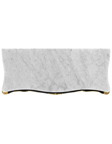 Console & Sofa Tables Console table in gloss painted black with white marble top