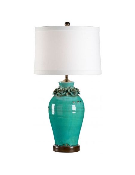 Intricately Designed Aqua Urn Lamp