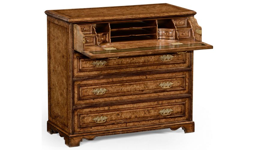 Chest of Drawers Burl veneered gentleman's writing chest