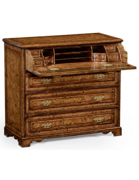 Chest of Drawers Burl veneered gentleman's writing chest