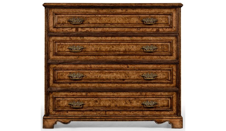 Chest of Drawers Burl veneered gentleman's writing chest