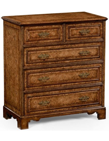 George II style burl oak chest drawers
