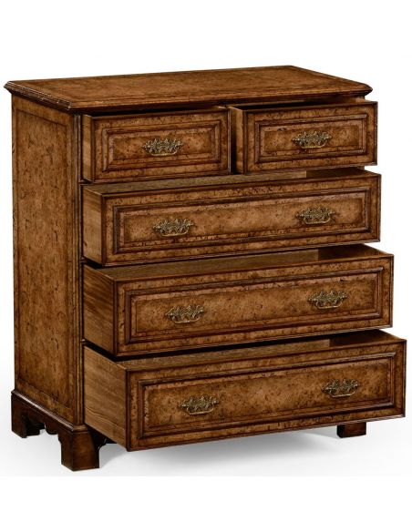 Chest of Drawers George II style burl oak chest drawers