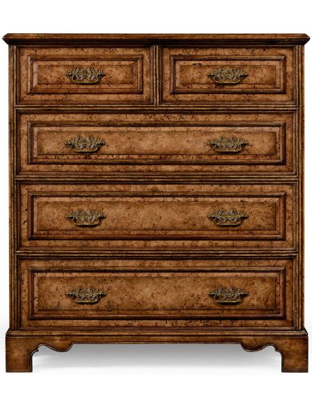 Chest of Drawers George II style burl oak chest drawers