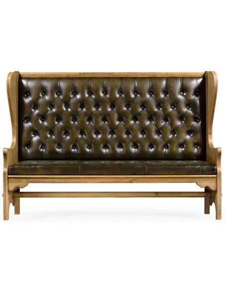 SETTEES, CHAISE, BENCHES Distressed oak leather bench