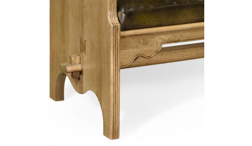 SETTEES, CHAISE, BENCHES Distressed oak leather bench