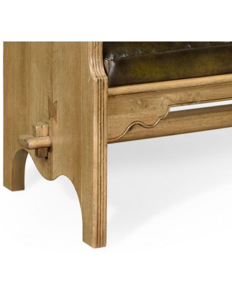 SETTEES, CHAISE, BENCHES Distressed oak leather bench