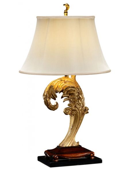 Asymmetric gilded leaf table lamp