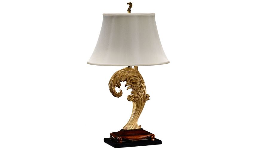 Asymmetric gilded leaf table lamp