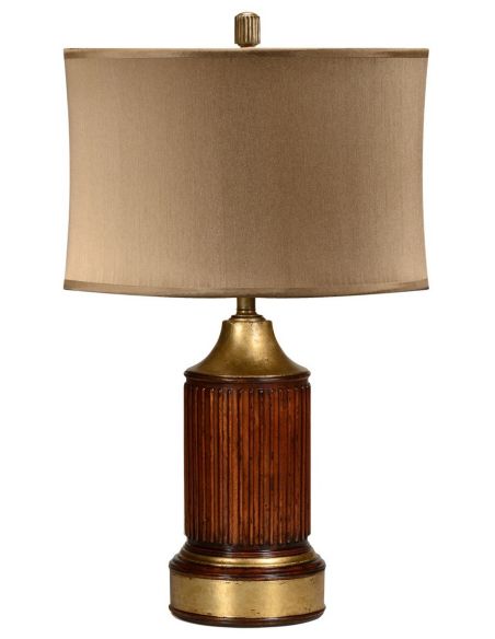 Table Lamps Round fluted mahogany table lamp
