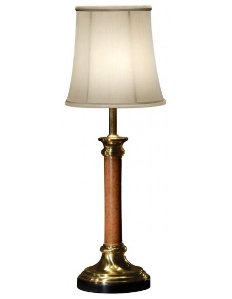 Brass and leather table lamp
