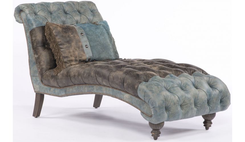 Luxury Leather & Upholstered Furniture Tufted Settee/Chaise