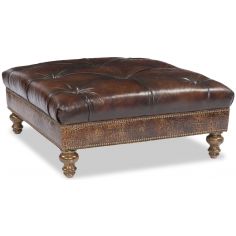 OTTOMANS Square Leather Ottoman,