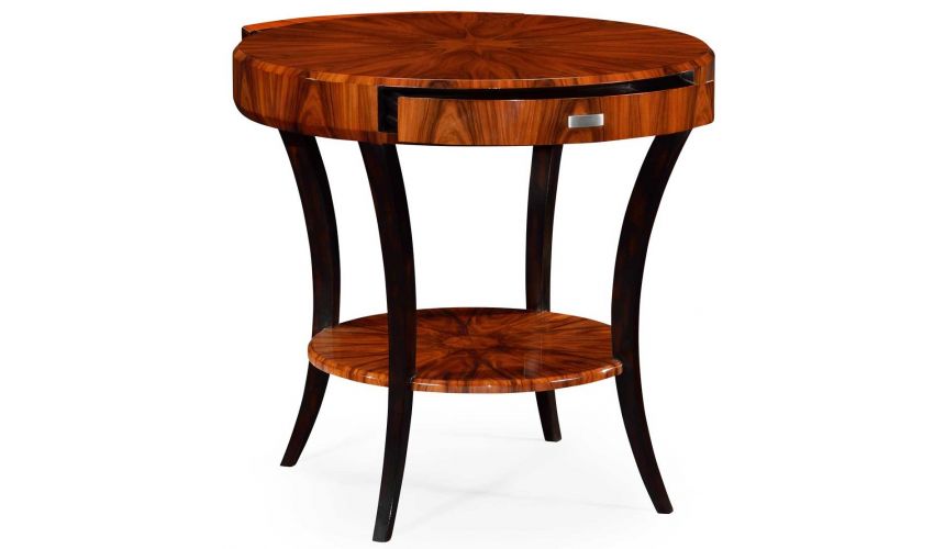 Foyer and Center Tables Art Deco round side table with drawer