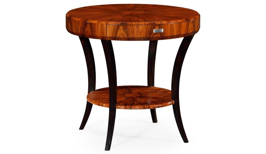 Foyer and Center Tables Art Deco round side table with drawer