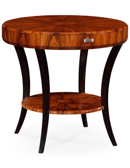 Foyer and Center Tables Art Deco round side table with drawer