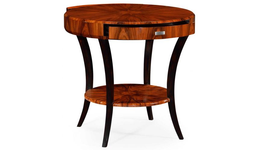 Foyer and Center Tables Art Deco round side table with drawer