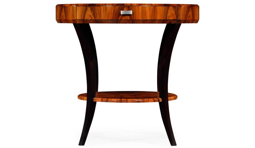 Foyer and Center Tables Art Deco round side table with drawer