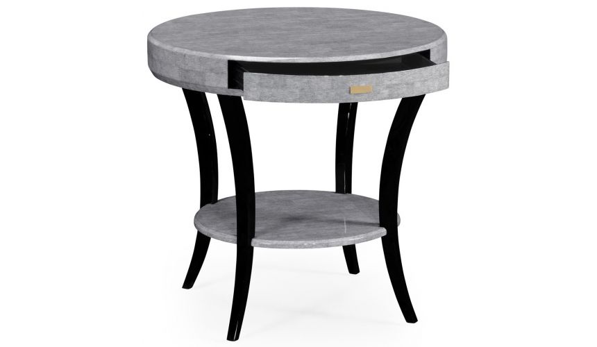 Foyer and Center Tables Art Deco round side table with drawer