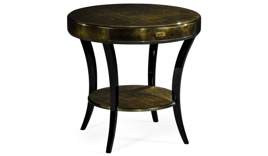 Foyer and Center Tables Art Deco round side table with drawer