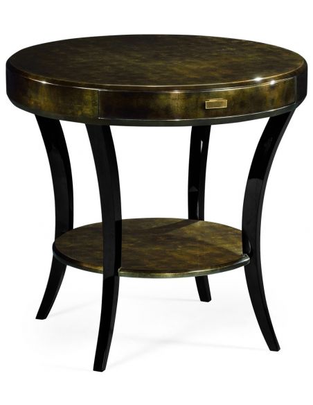 Foyer and Center Tables Art Deco round side table with drawer