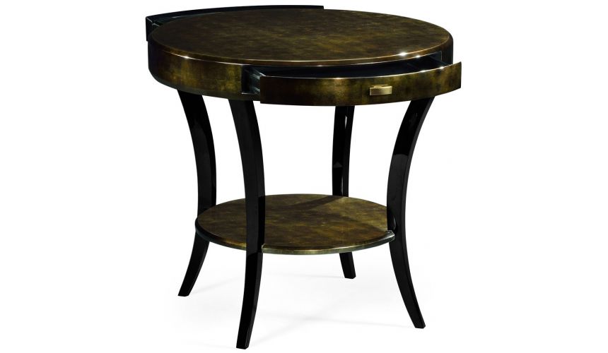 Foyer and Center Tables Art Deco round side table with drawer