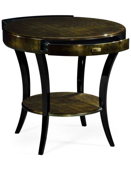 Foyer and Center Tables Art Deco round side table with drawer
