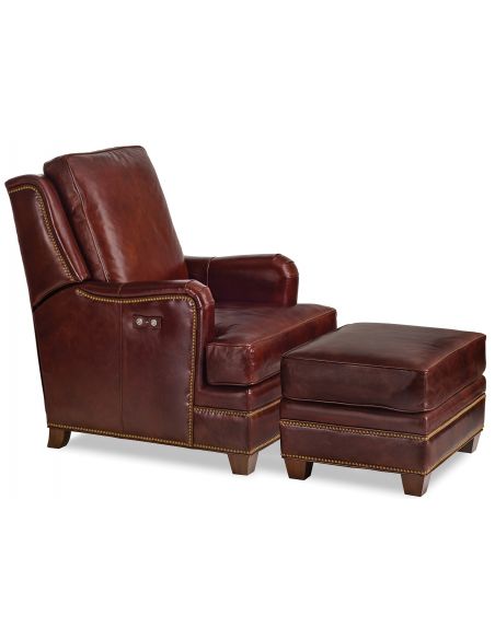 Luxury Leather Furniture, Tilt back Chair and Ottoman Set