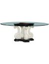 Dining Tables Glass topped dining table with scrolled pedestal base