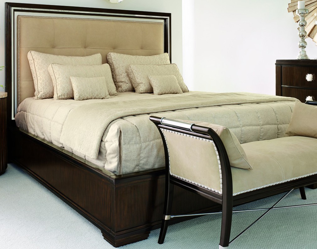 Bed With Luxurious Tufted Leather Headboard, Leather Tufted Bed Frame