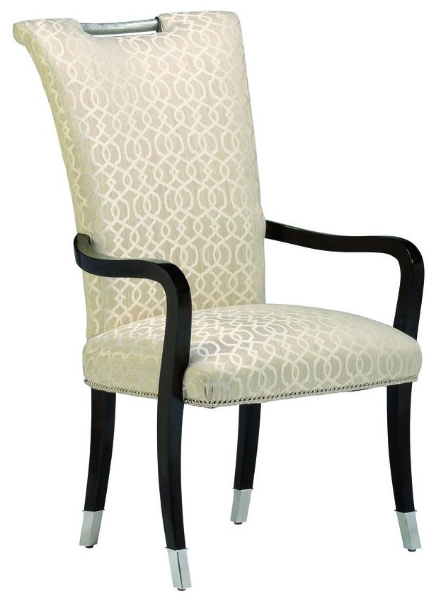 Dining Chairs Armed dining chair covered in an ivory print.