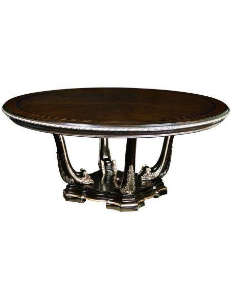Dining Tables Round dining table with intricate inlay design