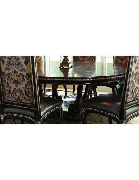Dining Tables Round dining table with intricate inlay design