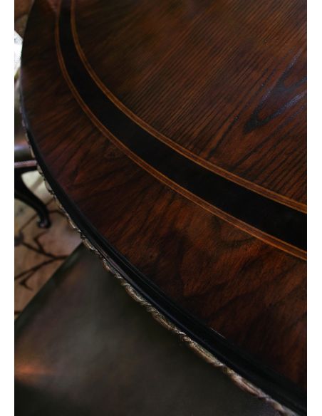 Dining Tables Round dining table with intricate inlay design