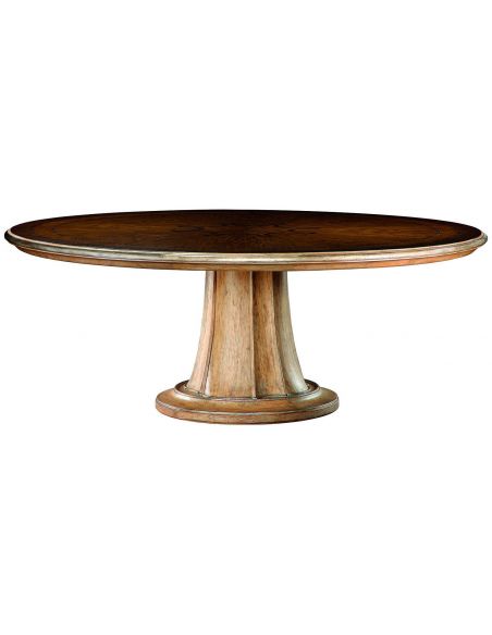 Stunning round dining table with carved pedestal base
