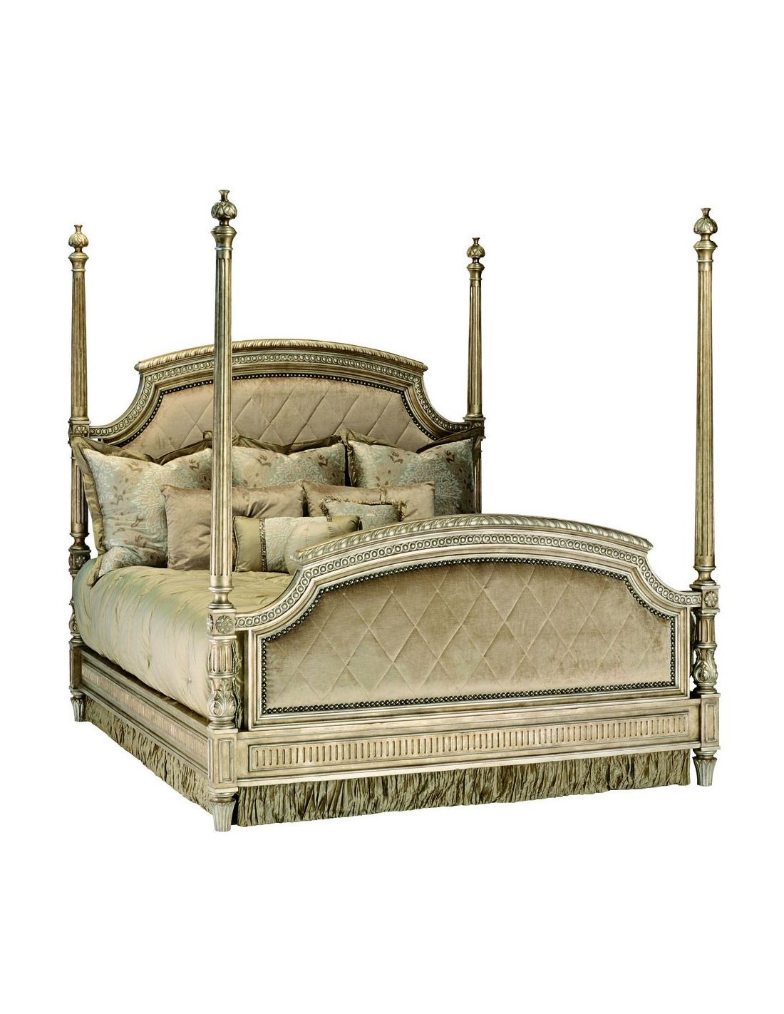 Intricate Hand Carved Wooden Details, Four Post King Bed Frame