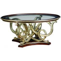 Dining Tables Glass topped dining table with intricate hand carved base.