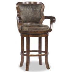 Home Bar Furniture Brown Leather Applique Bar Chair