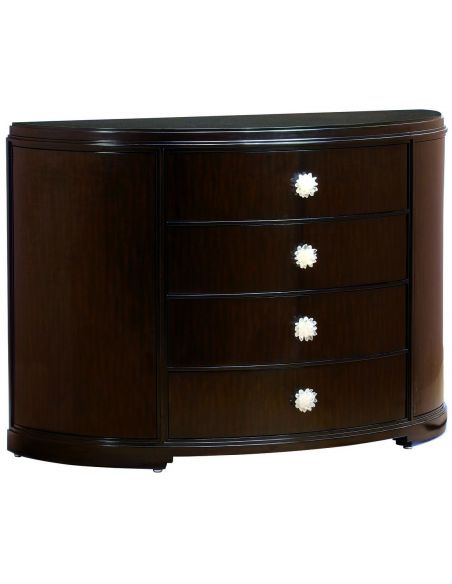 Elegant dark wood demilune chest 
