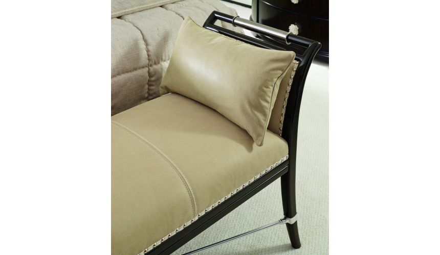  Black lacquer bench with chrome detailing