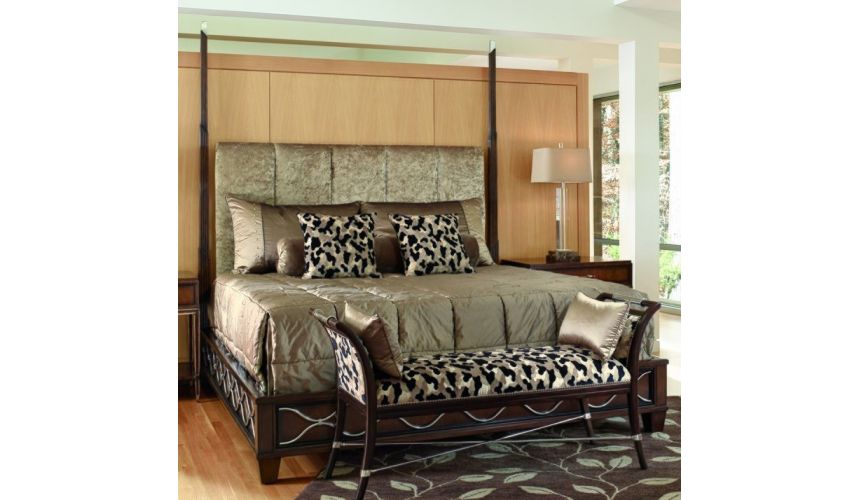 BEDS - Queen, King & California King Sizes Bed with tufted headboard and animal print accent pillows